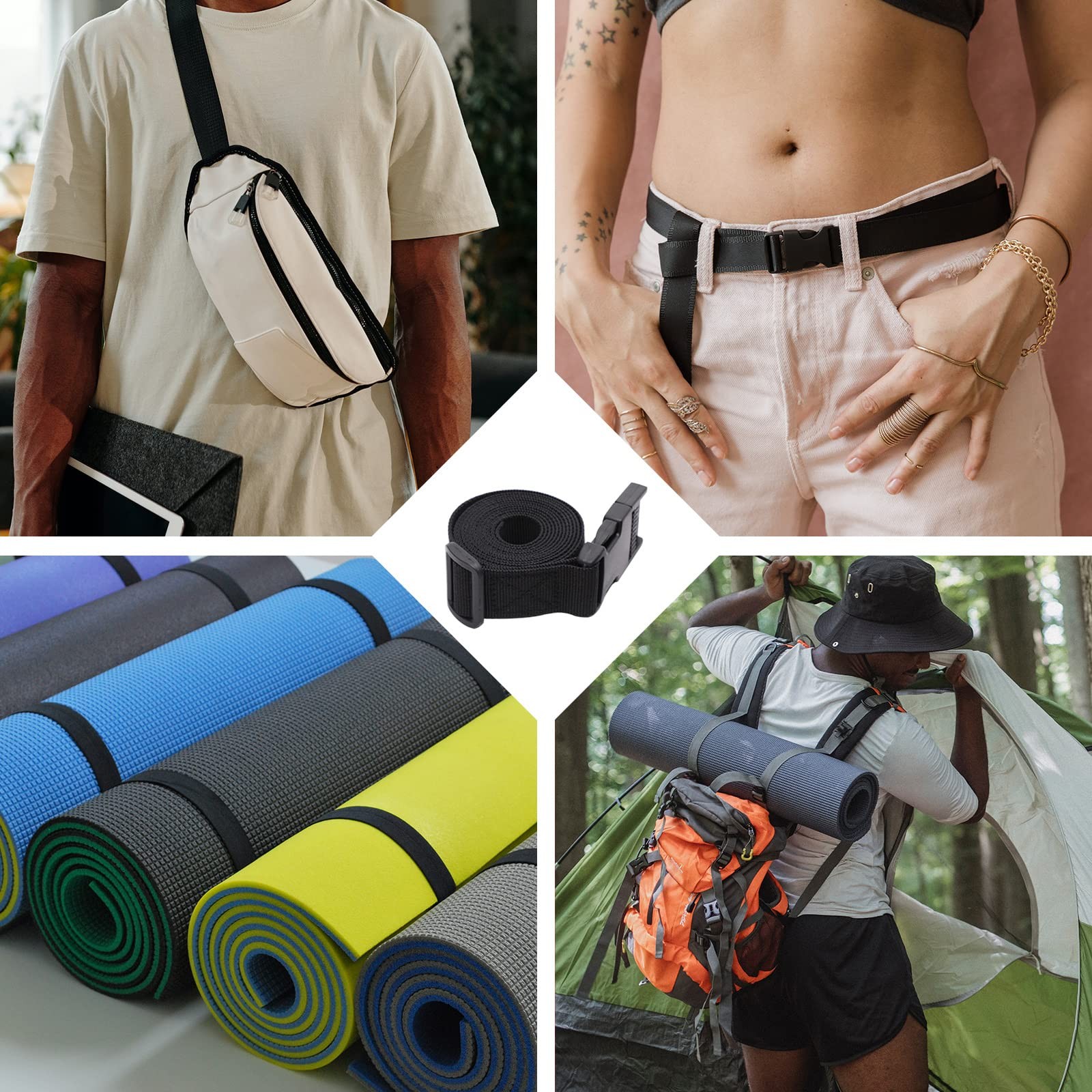 8Pack Utility Straps with Quick-Release Buckle, 59″ Adjustable Nylon Straps, …