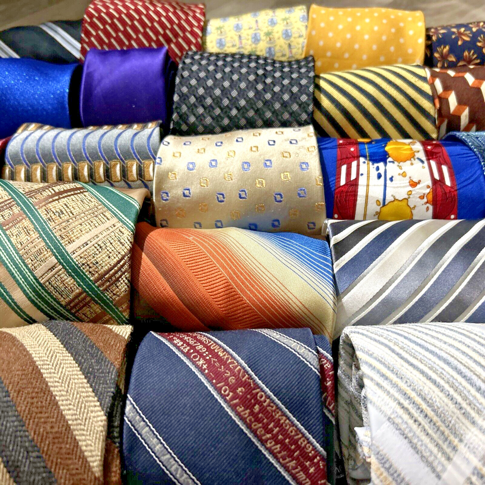 Lot 75 Pc Mens Neckties Multicolor Mix Pattern Variety Quilt Cutter Craft Ties