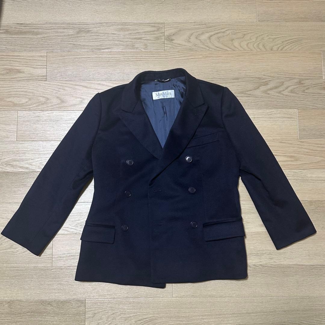 Max Mara double-breasted jacket, women’s, cashmere, dark navy, size M
