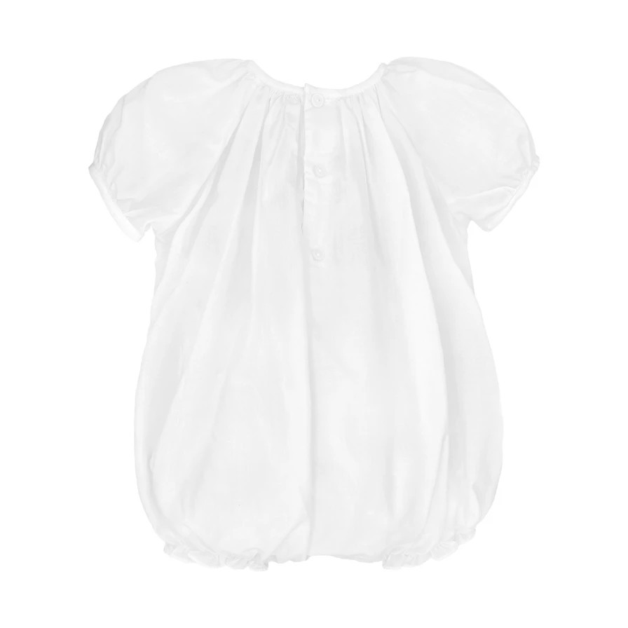 NWT Petit Ami White Smocked 2pc Bubble Romper Newborn Bonnet Baby Girls Bonnet