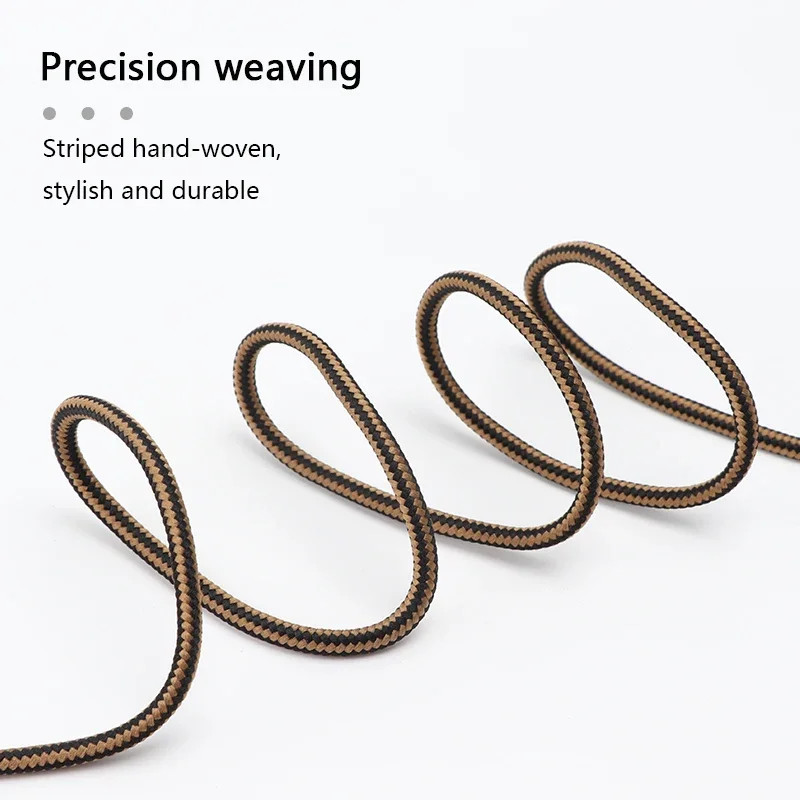 1 Pair Round Cotton Shoe Laces Striped Double Color Shoelaces Outdoor Boots and