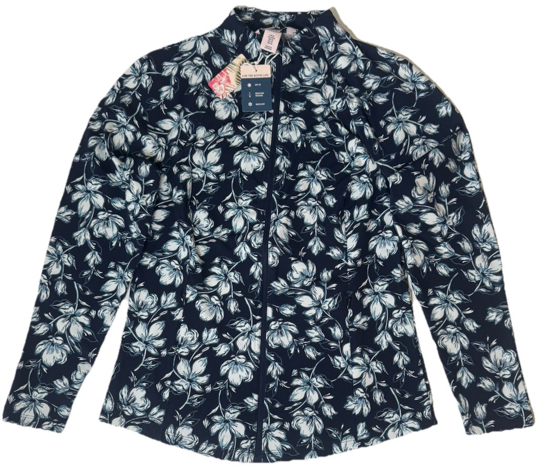 NWT Tommy Bahama Yoga Full Zip Jacket Pullover S M L XL Navy Pockets UPF F9