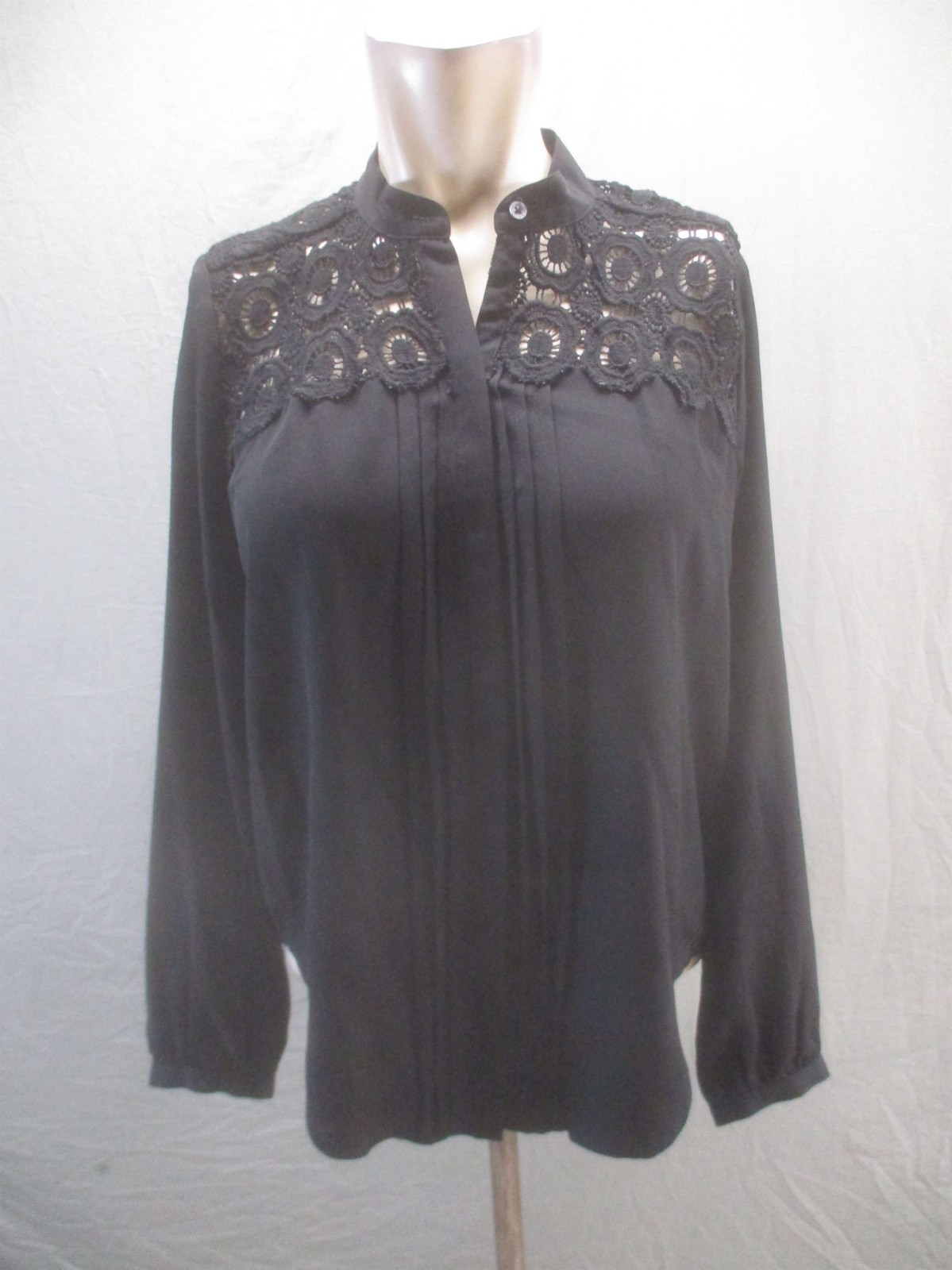Abercrombue&Fitch Size M Womens Blk Lace Long Sleeve Beauty Button Up Shirt 046