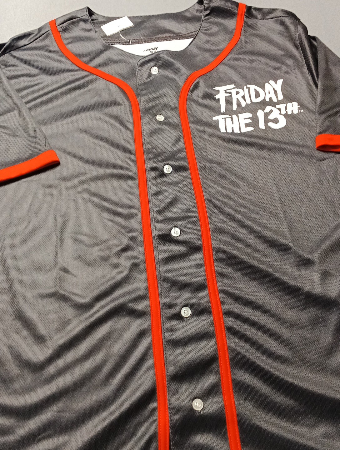 Friday the 13th Men Baseball Type Jersey Shirt Size 2X Black w/Red Trim NWT