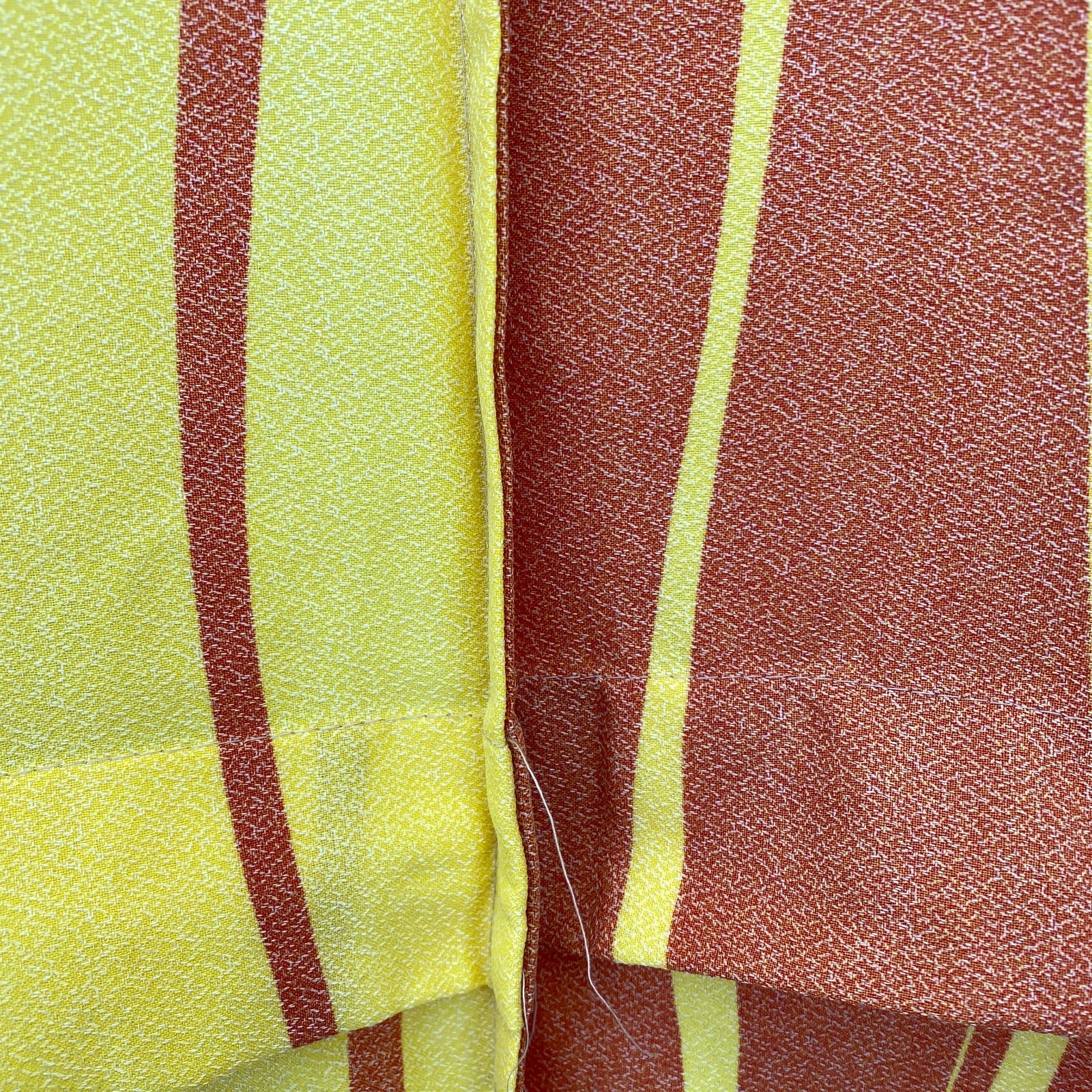 Japanese Vintage Kimono Polyester Yellow No Lining Traditional Length 66 in