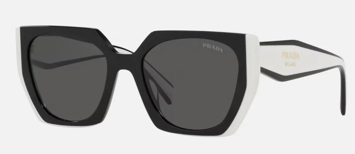 Prada PR 15WS Oversize Square Sunglasses Women Black White Frame UV400