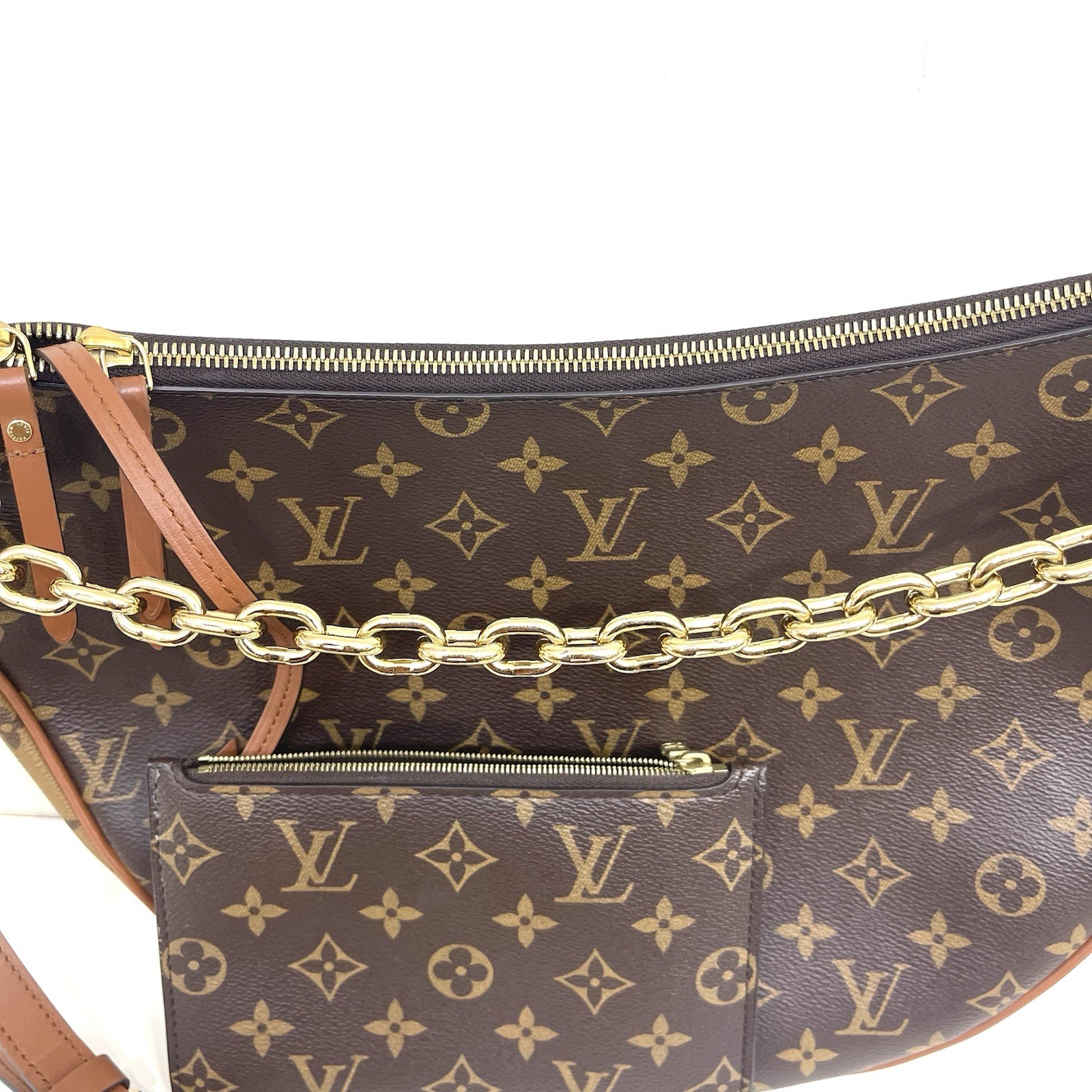 Authentic – Louis Vuitton Brown Loop Hobo Monogram Reverse Shoulder Bag w/ Pouch
