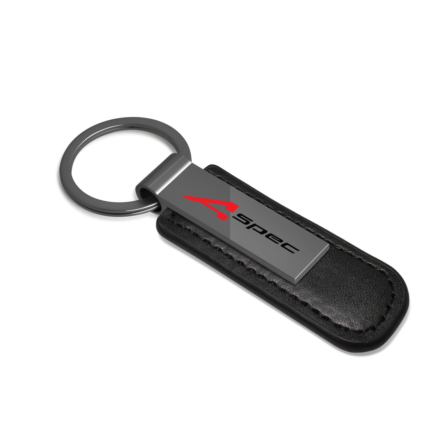 Acura A-Spec Black PU Leather Strap Black Metal Bar UV Printed Key Chain