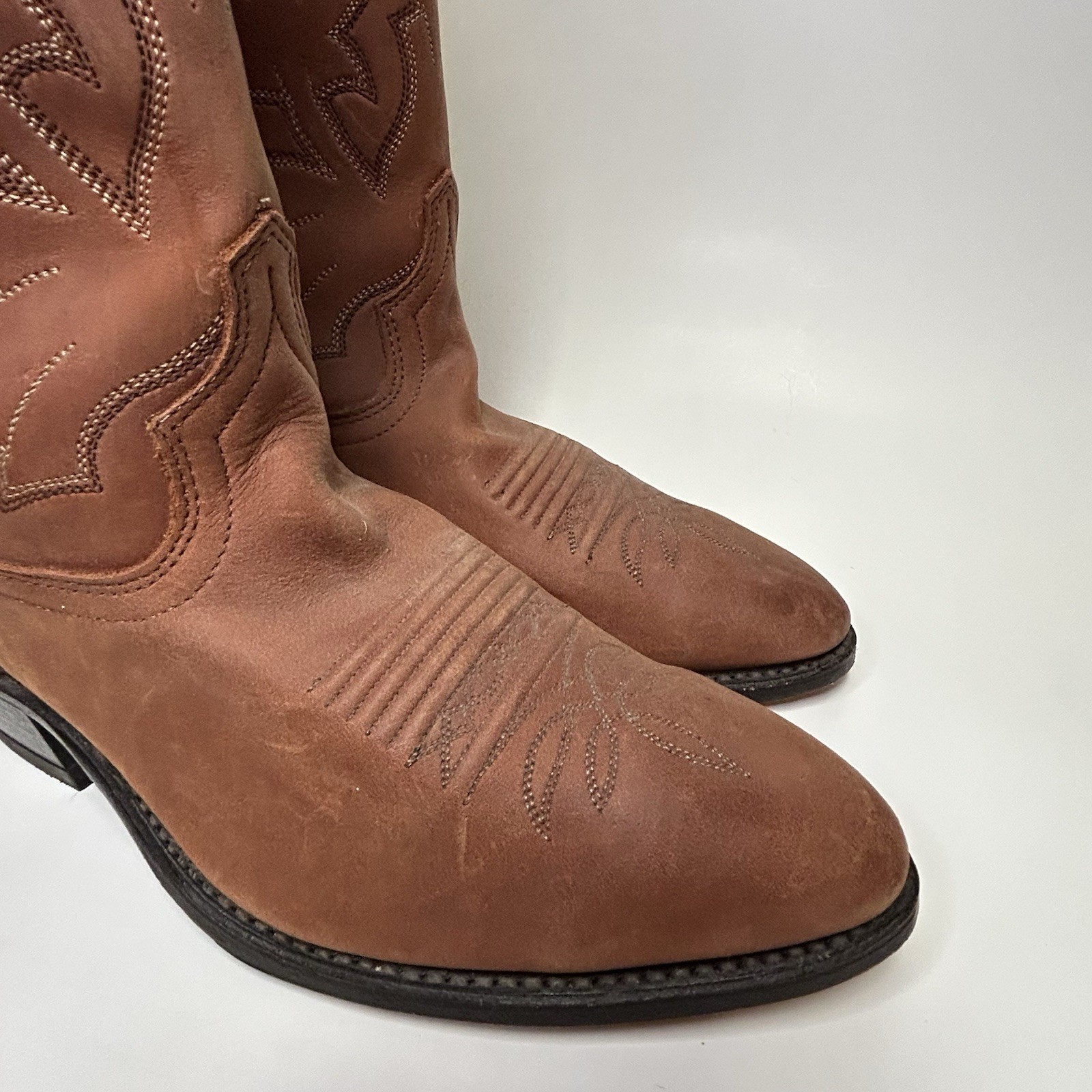 EUC Vintage Dan Post Marlboro Western Leather Cowboy Boots Brown P2551 Size 7 EW