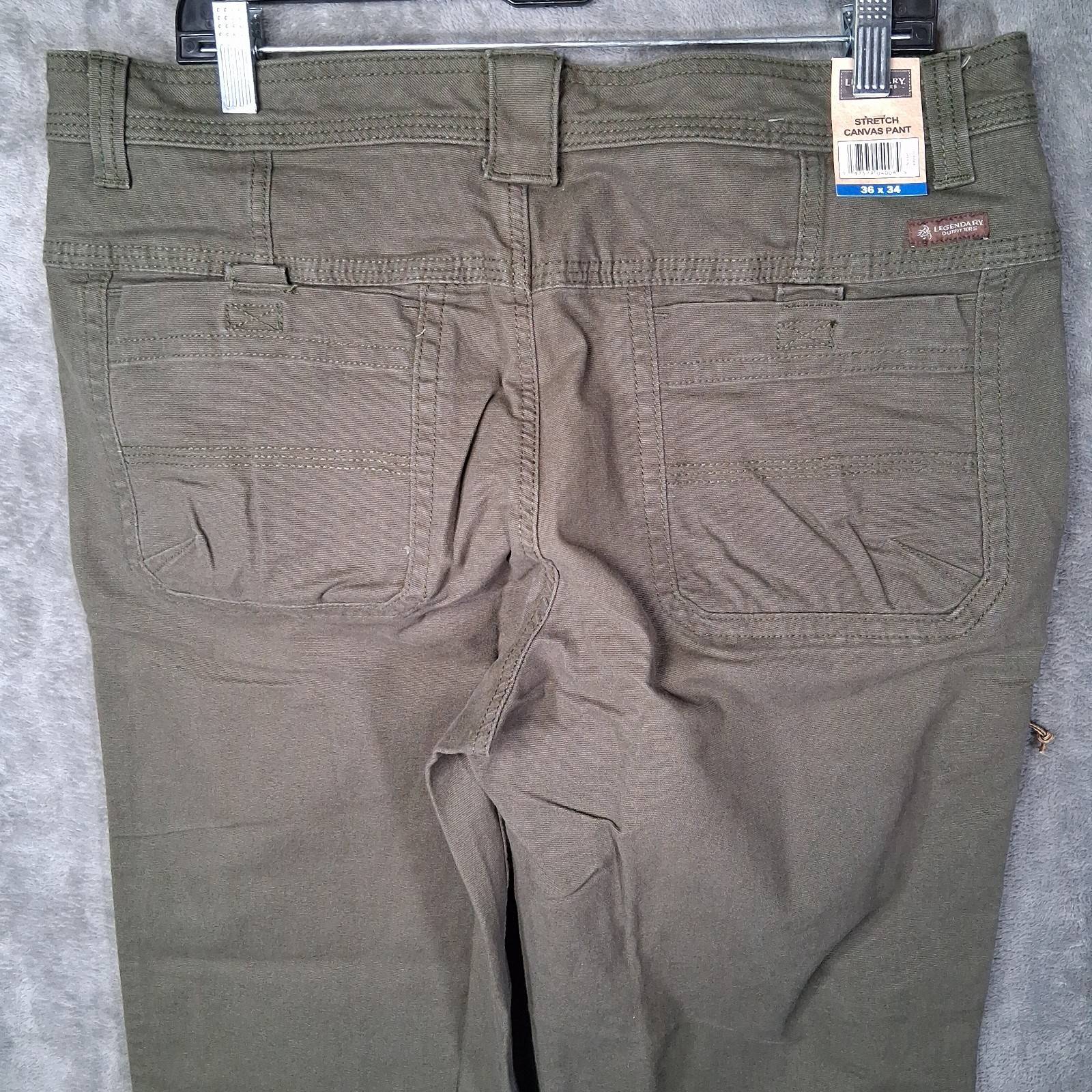 Legendary Outfitters Stretch Canvas Pant Mens 36×34 Khaki Green Straight Leg NWT