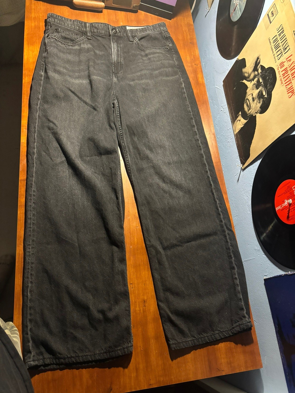 Rag & Bone Logan Mid-Rise Wide-Leg Jeans Faded Jet Black 29
