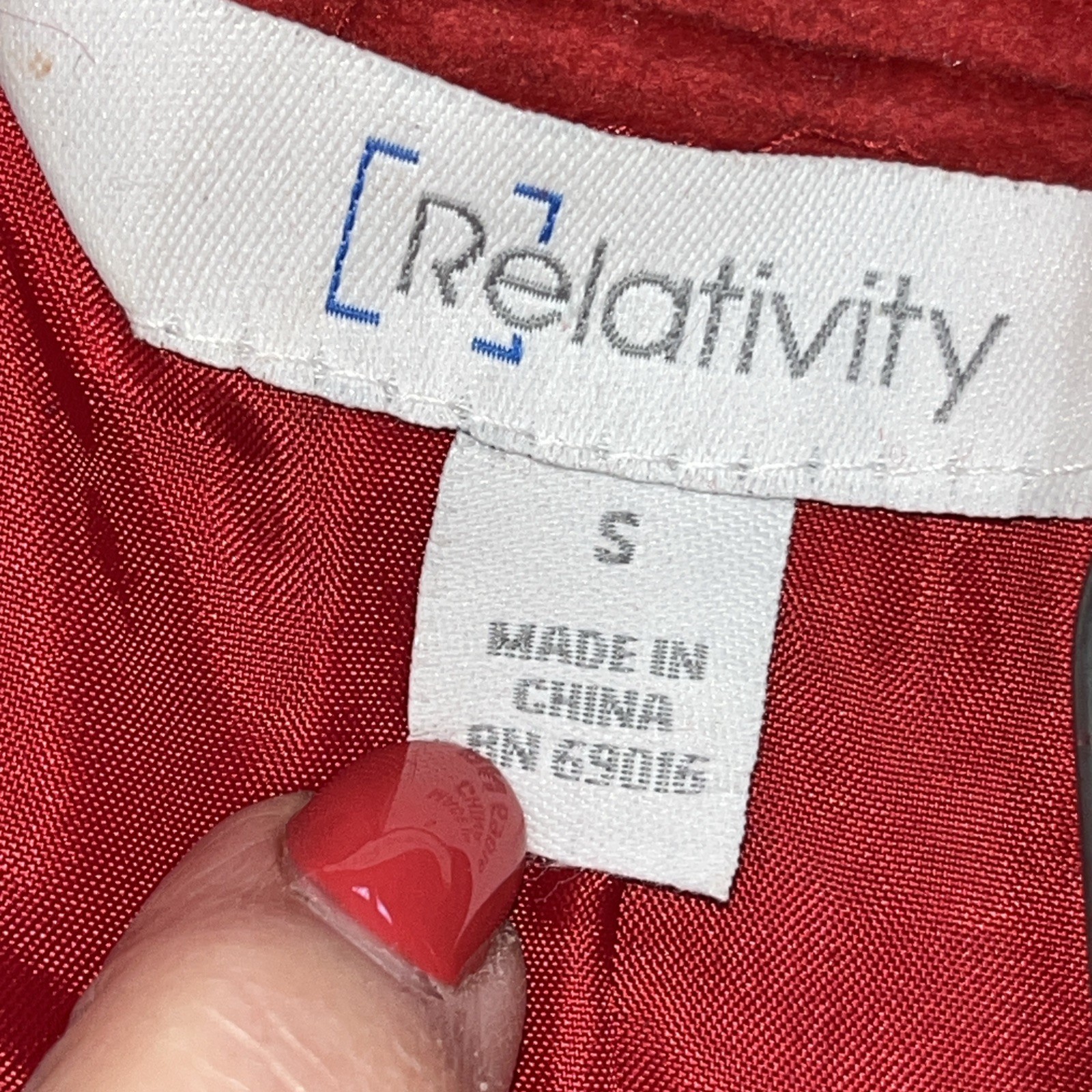 RED Corduroy JACKET Button Front Collared Button Strap Cuffs Womens S Relativity