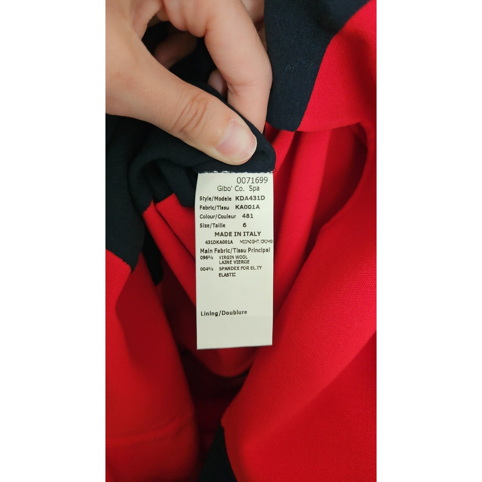Michael Kors Italy Navy Red Colorblock Virgin Wool Tailored Sheath Dress Size 6