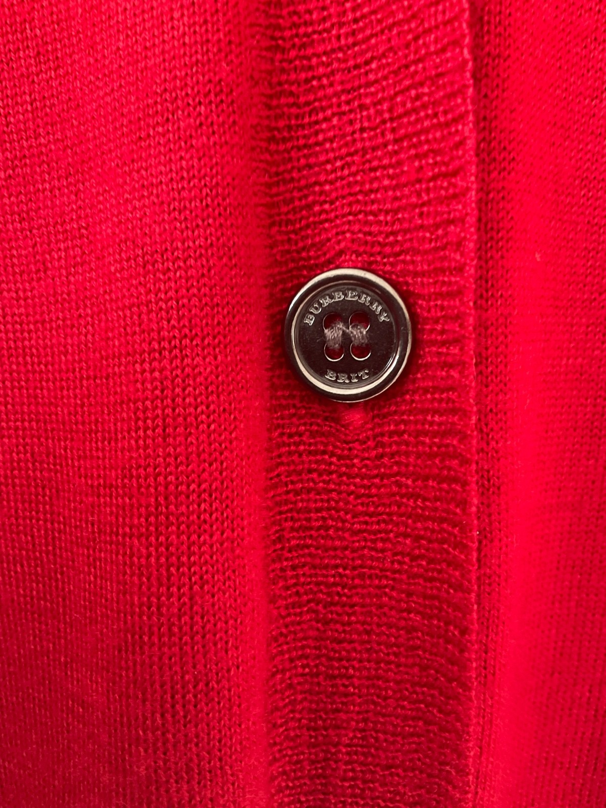 Burberry womens red cardigan S p Burberry logo 100% merino wool Uk 8 hardly worn