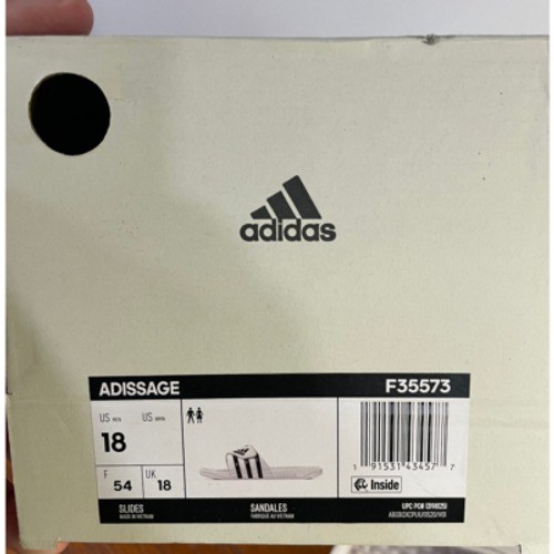 Mens 18 w/Box NEW Adidas Adissage Slides Sandal Massage Comfort White Black