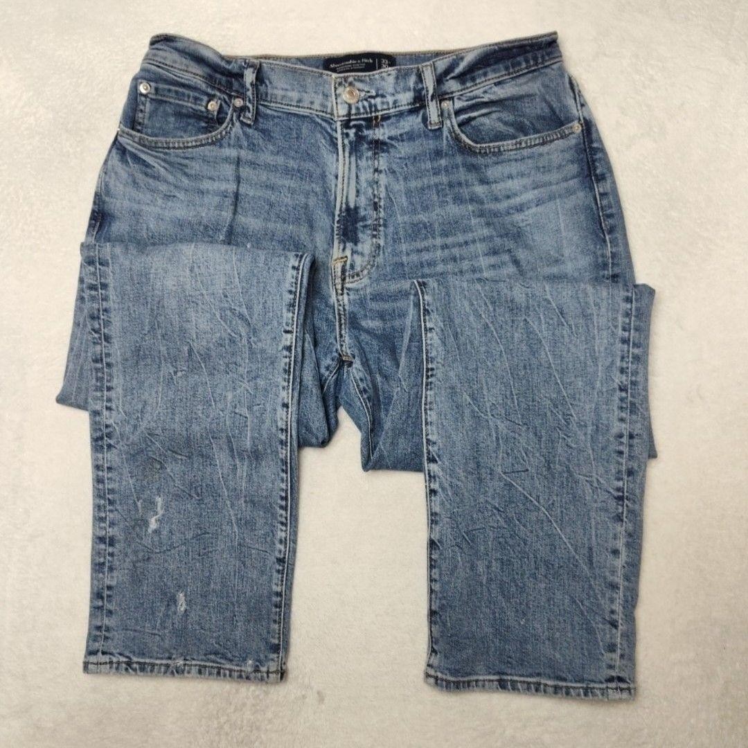 Abercrombie & Fitch Jeans Mens 33×30 Blue Athletic Straight Light Wash Stretch