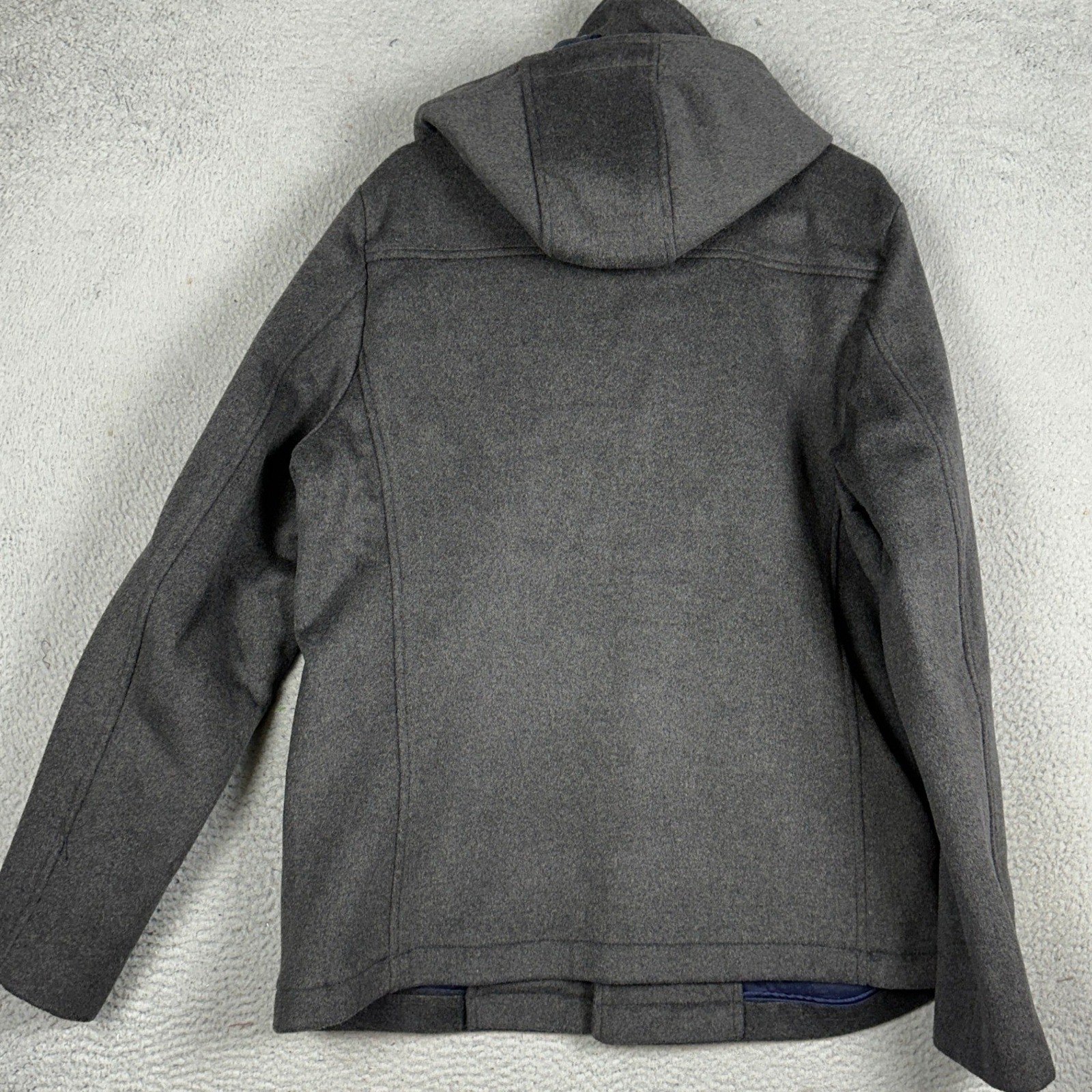 Scotch Soda Wool Blend Jacket Mens XL Grey Duffle Pea Coat Hooded Toggle Zip