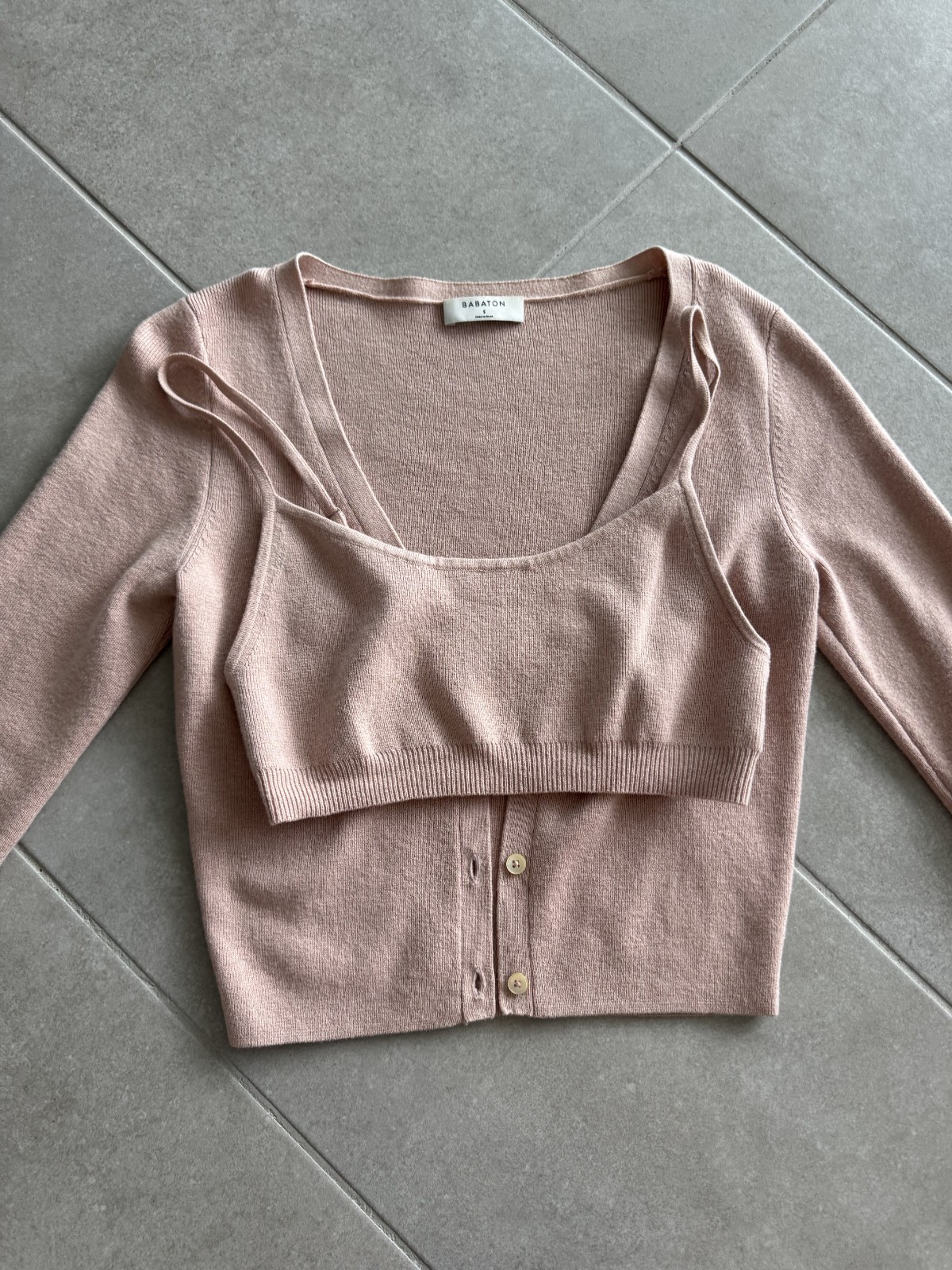Babaton Womens Top (M) & Cardigan (S) Combo – Pink – Excellent