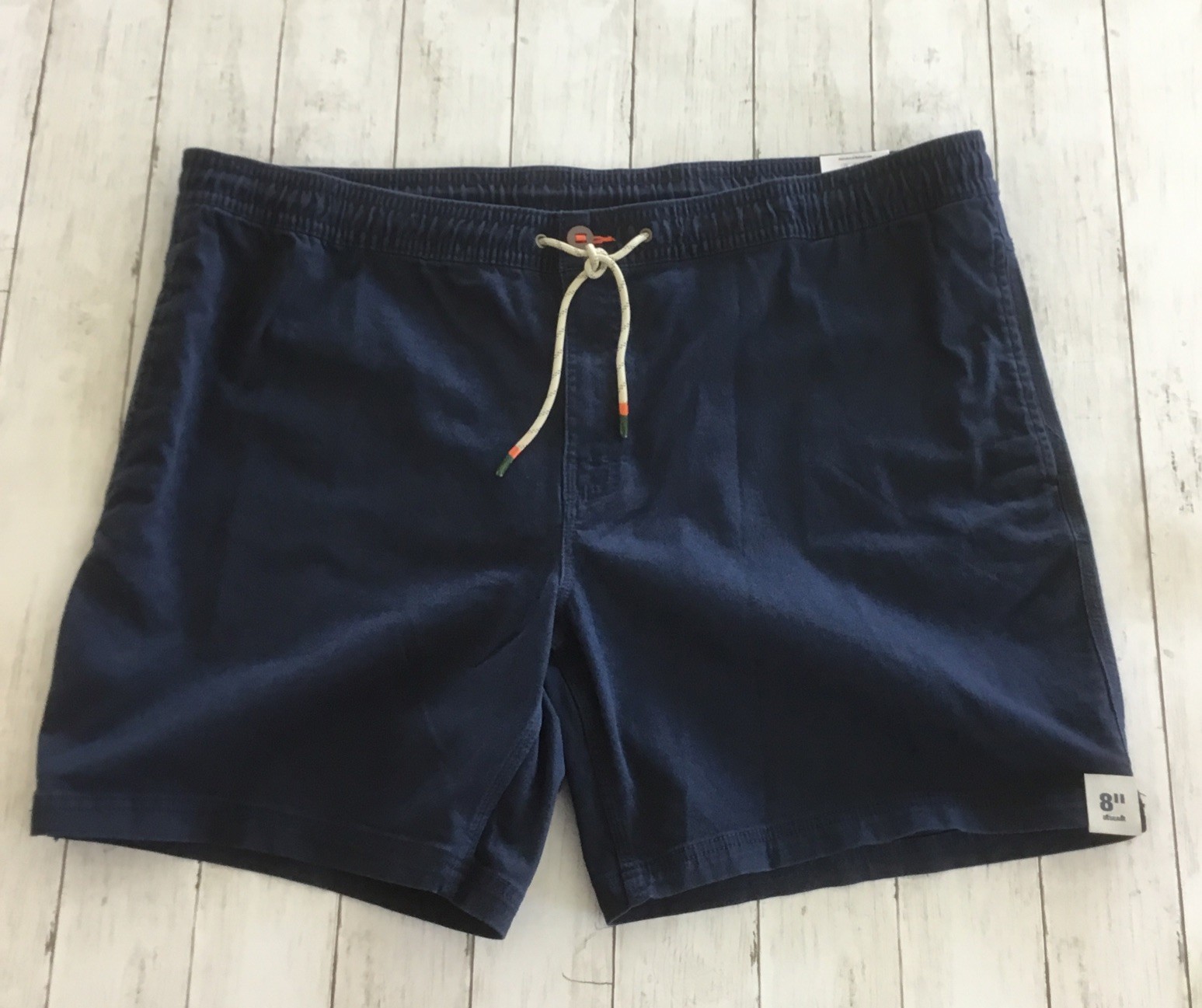 George Men’s Twill Pull On Shorts Drawstring Waist 8” Dark Navy 2XL (44-46)