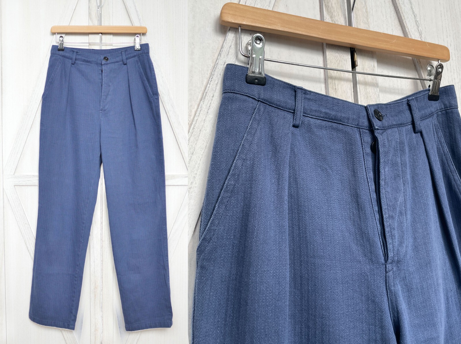 French Work Pants Trousers Indigo Blue Herringbone – 28 30 32 34 36