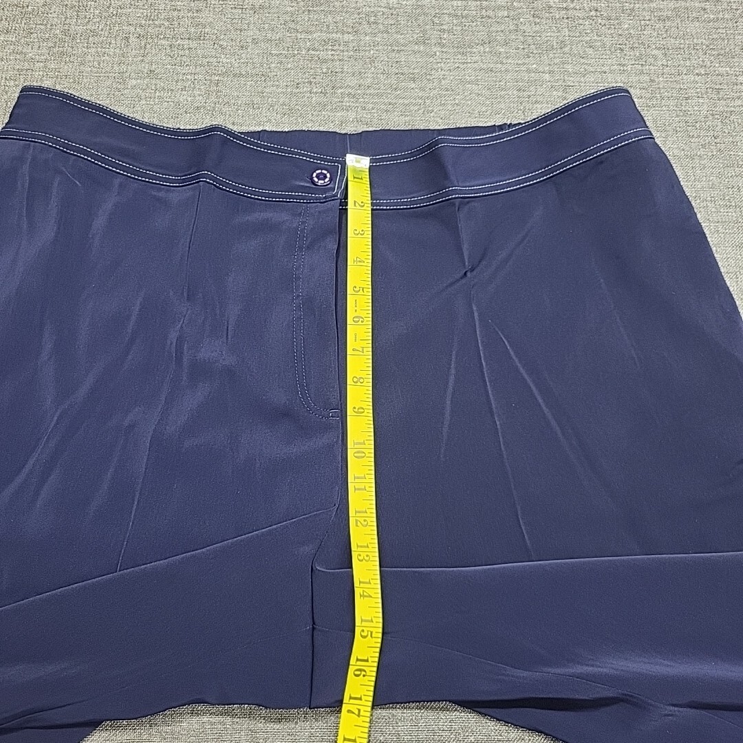 Susan Graver Womens Button Zip Fly Pants 3X Plus Size Navy w Pockets