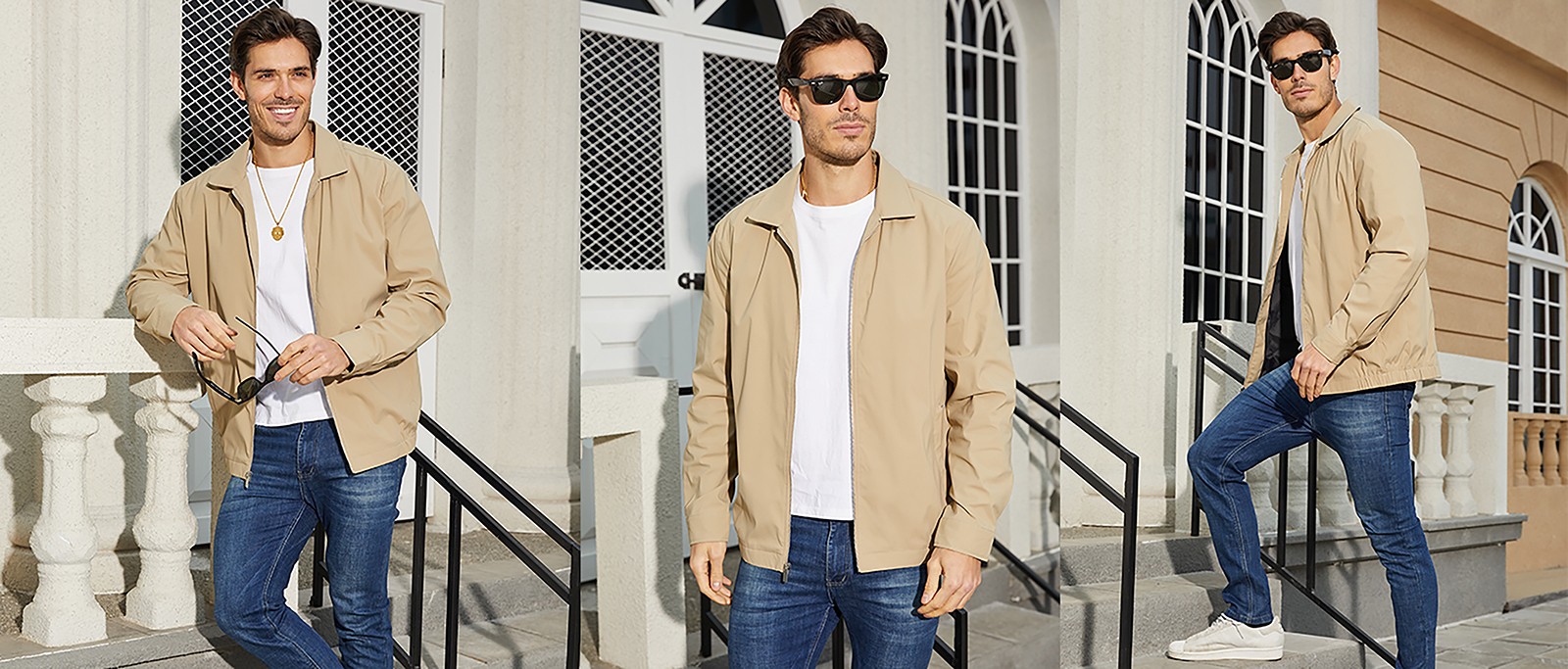 Men’s Lightweight Bomber Jacket Full-Zip Spring Fall Track Coat Casual Outwear