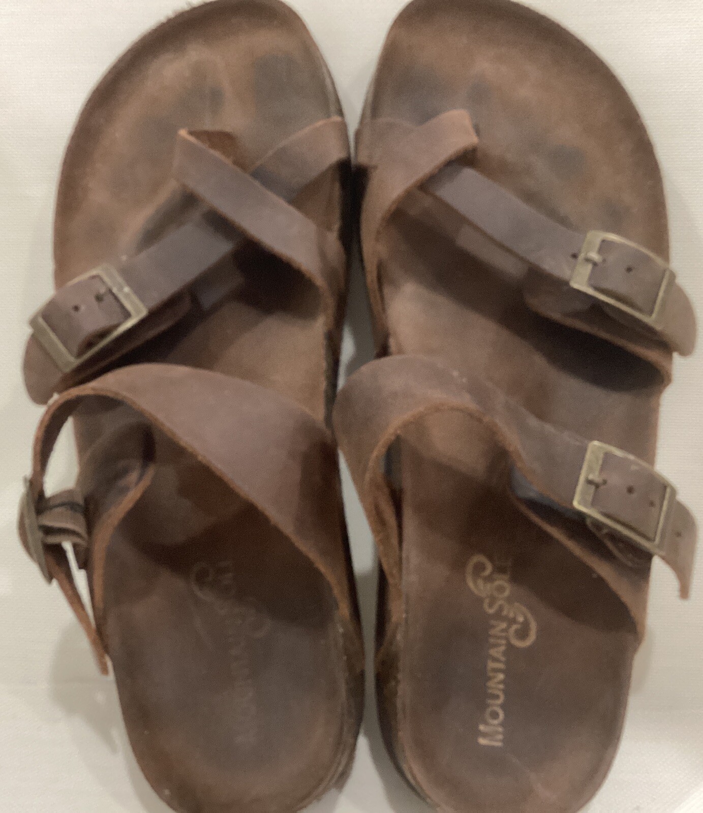 Mountain Sole Ladies Sandals Brown Leather Buckle Flat Flexible Size 9