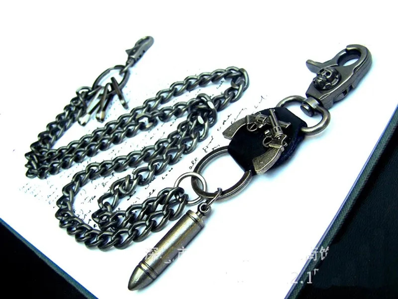 Hip hop punk horns skull metal casual wild pants chain wallet chain key chain.