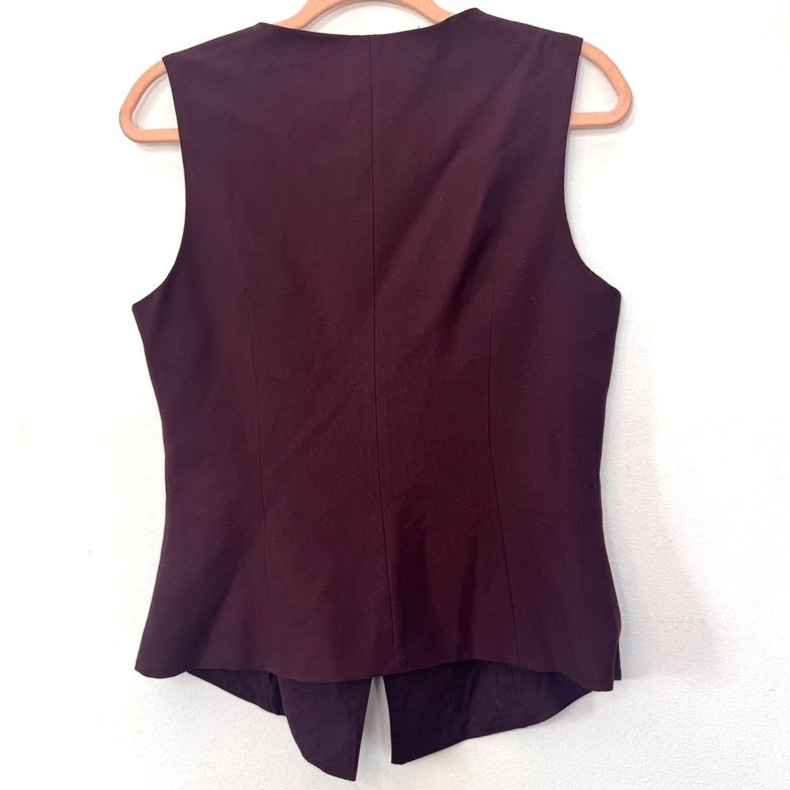 Reserved Burgundy Sleeveless Blouse Vest with Gold Accents Sz L