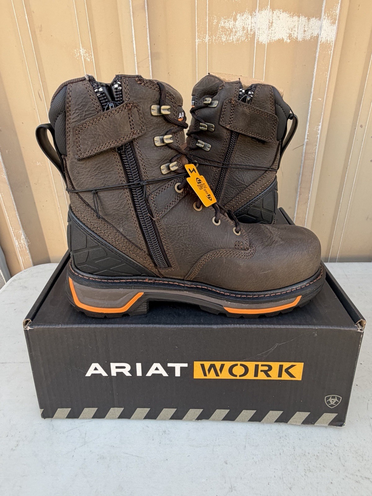 Ariat Big Rig 8 Inch H20 Comp Toe Iron Coffee Waterproof Men Size 8 Extra Wide
