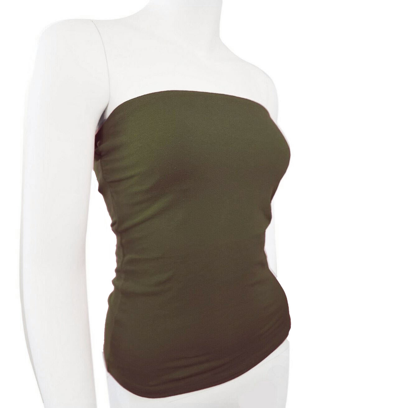 Tube Top Cotton Span Plain Solid Basic Layering No Built-in Bra S M L 1X 2X 3X