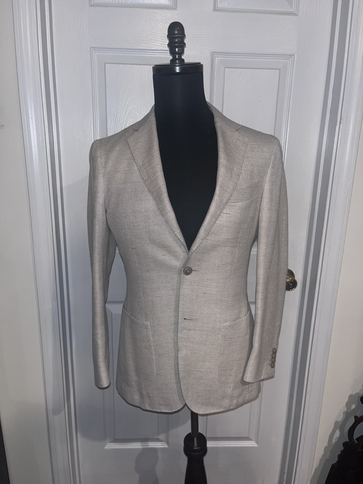 Suitsupply Linen Silk Wool Cotten 36R Beiege Cream Tan Suit Jacket Blazer Havana