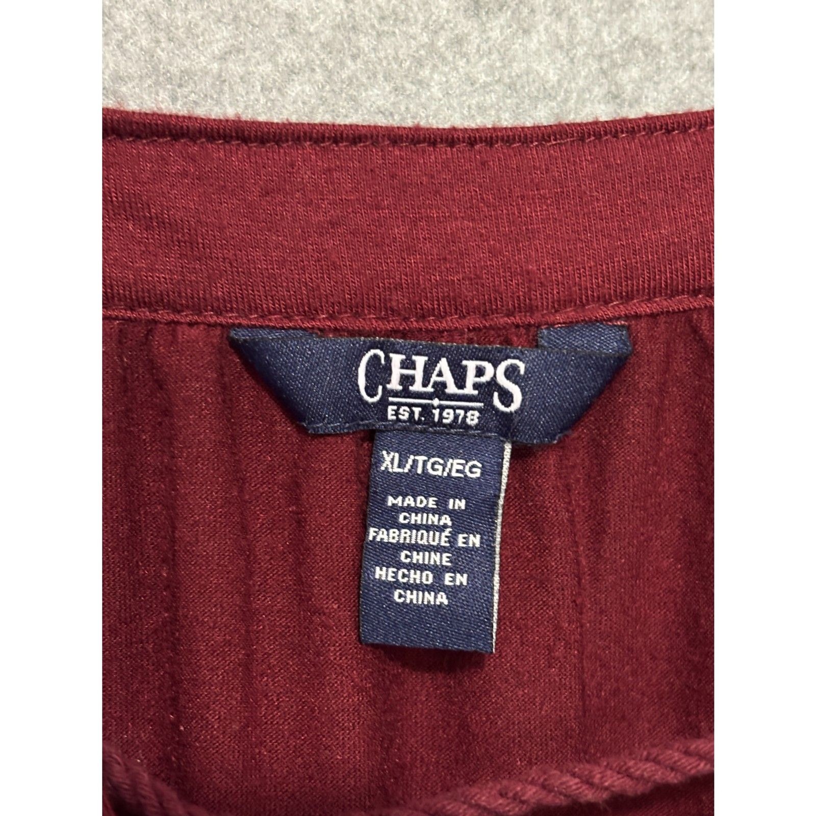 Chaps Burgundy Lace Up Blouse XL Boho Romantic Peasant Top Flowy Western Soft