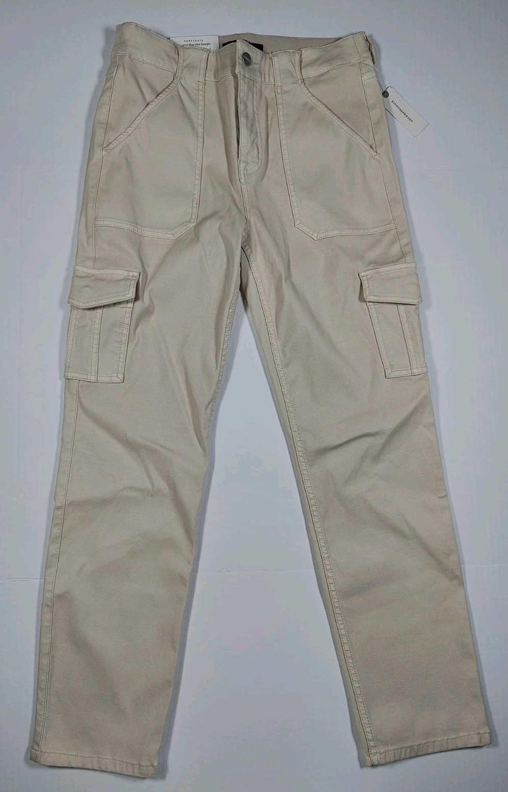 NWT Sanctuary Women Ivory Sculpted Hayden Bootcut Cargo Pants Size 29 (30Wx29L)