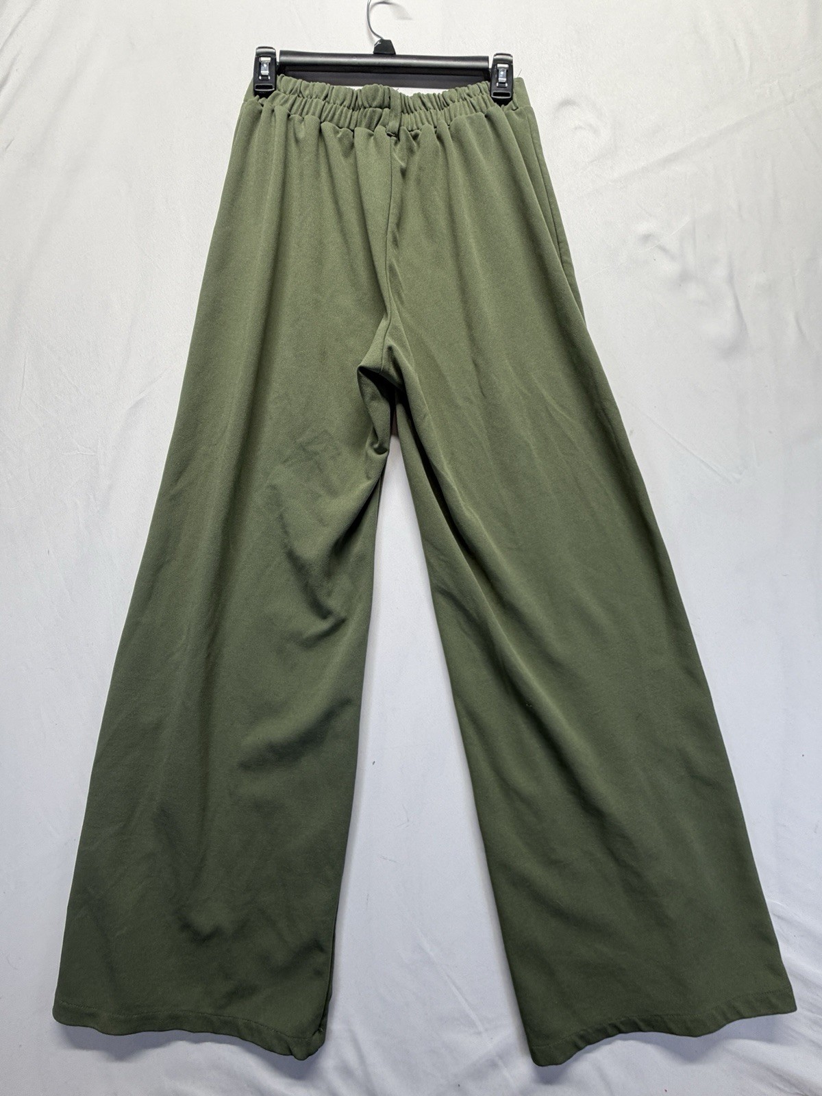 Ambiance Womens Size M Olive Green Wide Leg Pull On Pants Stretch Casual