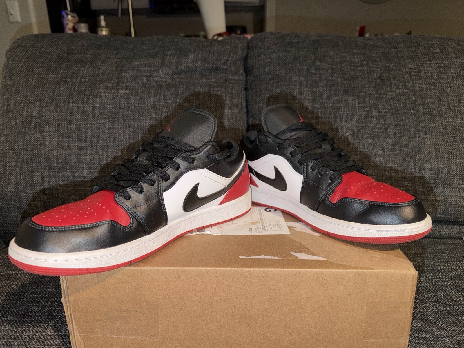 Jordan Air Jordan 1 Low Top Men’s Leather Sneakers Black/Red/White