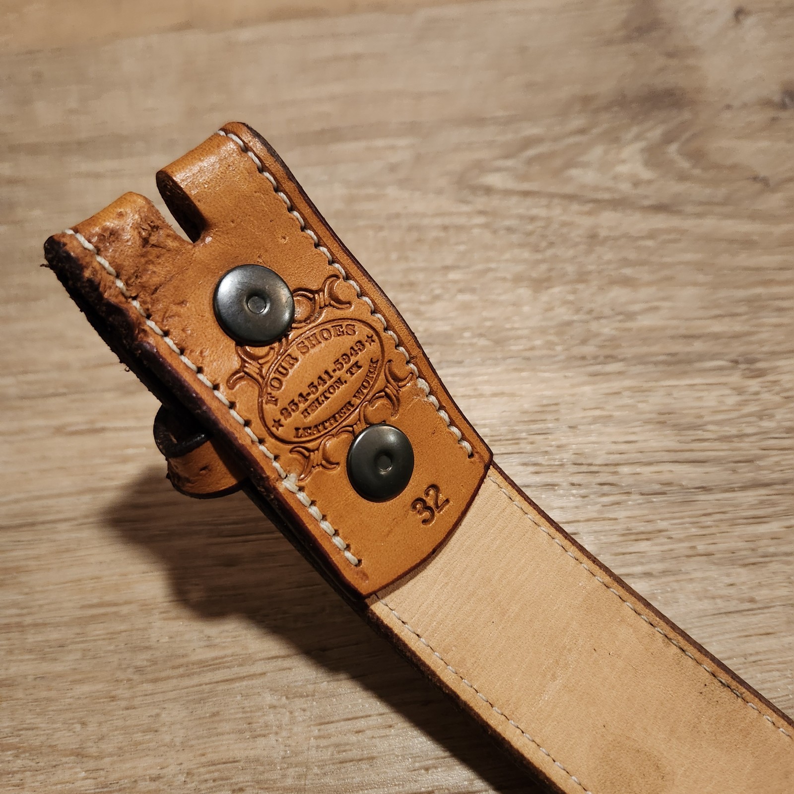 Custom Handmade Four Shoes Leather Alligator Belt Monogram “BH” Sz 32 Texas Made