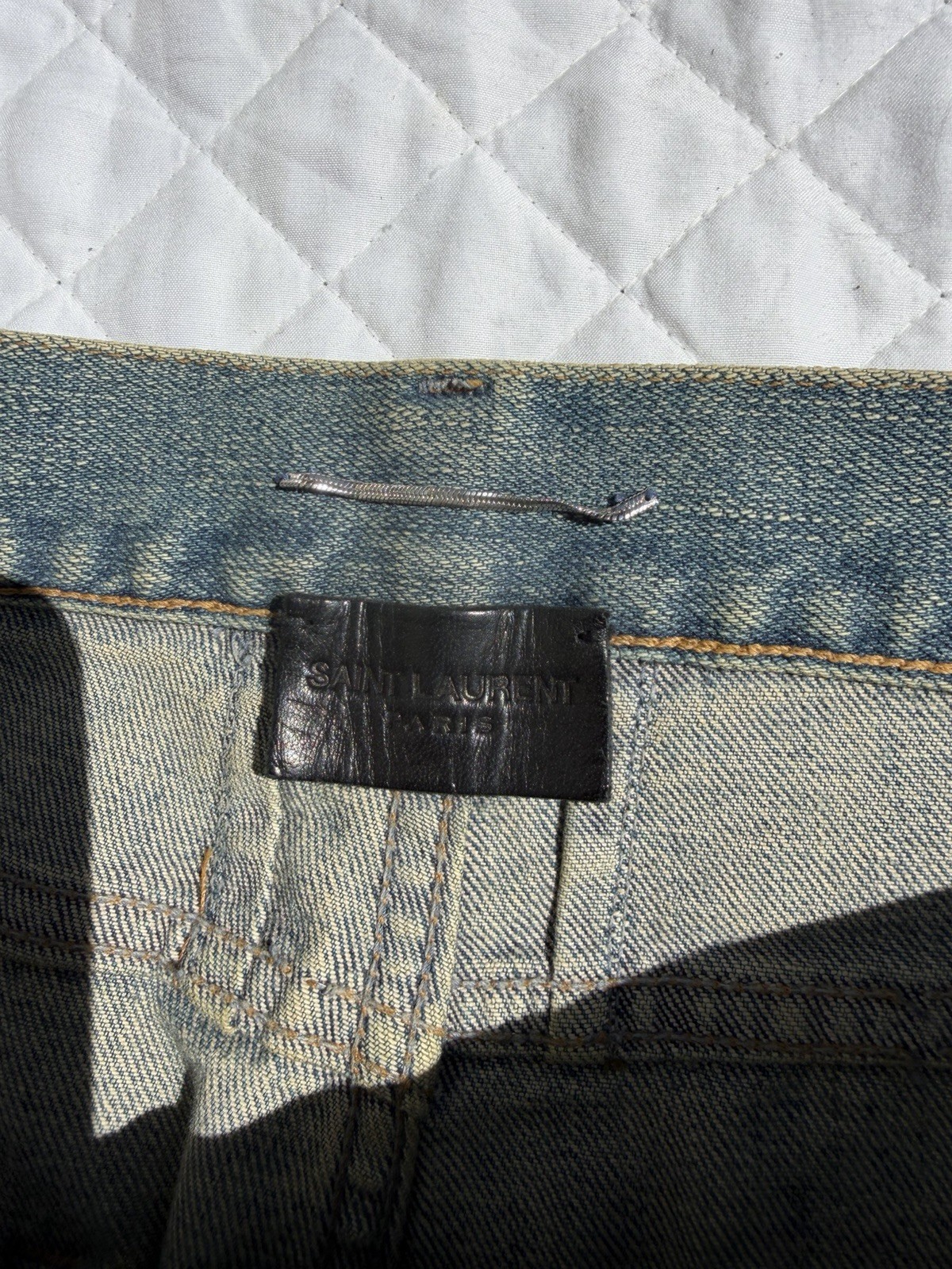 SAINT LAURENT Paris D02 Mens 2014 Hedi Slimane Crash Denim Skinny Jeans 31×34