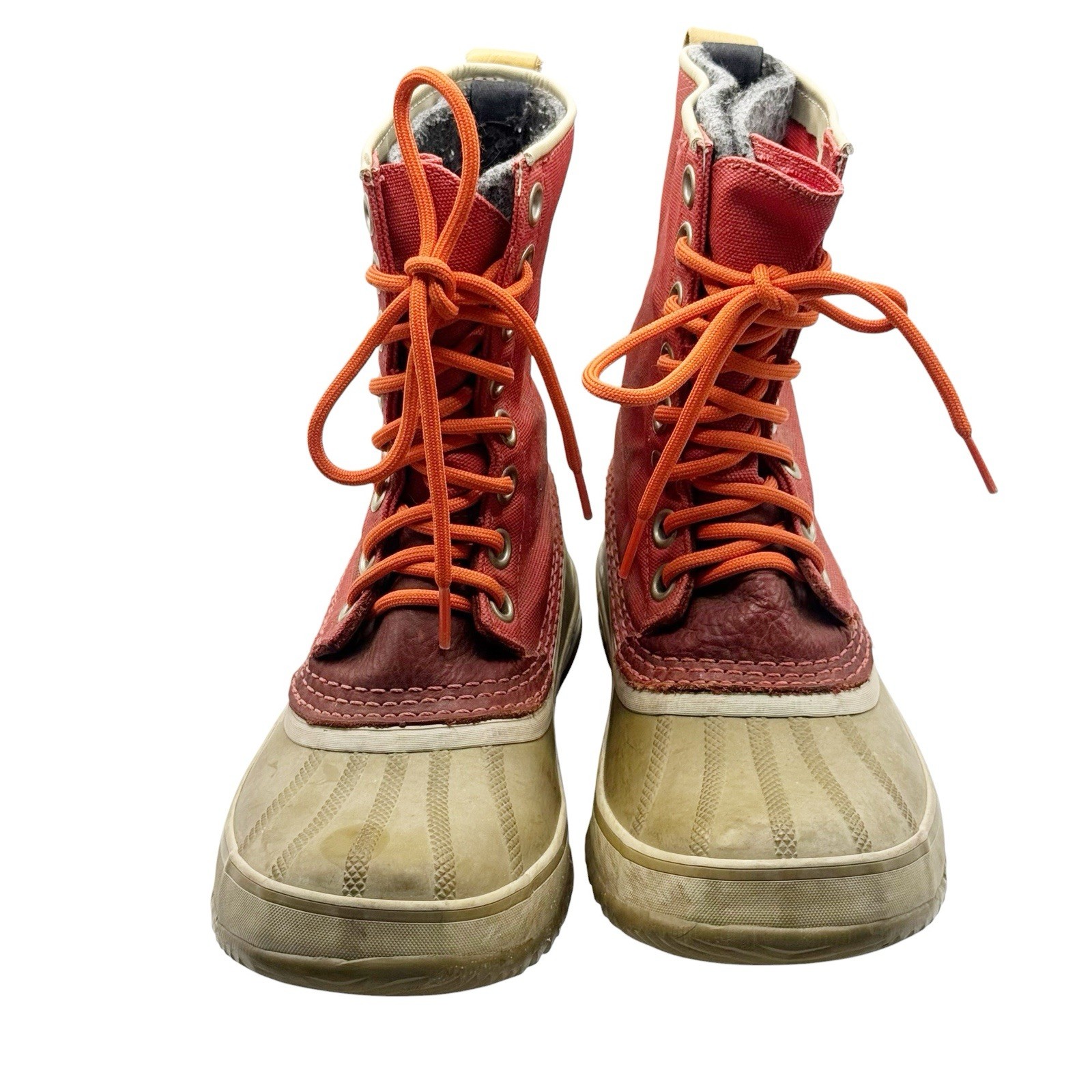Sorel 1964 Premium CVS Red Canvas Boots 7 Rubber Lace Up