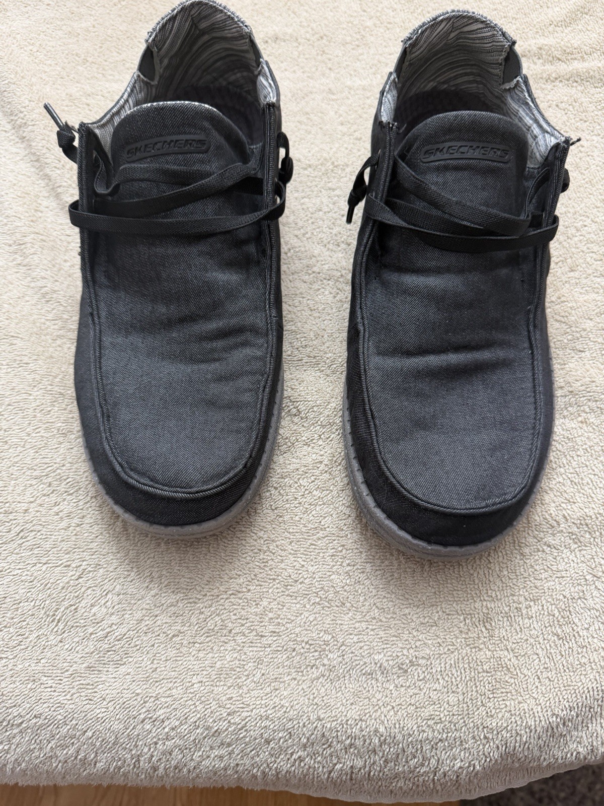 Skecher Mens 10.5 Relaxed Fit Goga Mat Slip On Loafers Shoes Black SN 210101