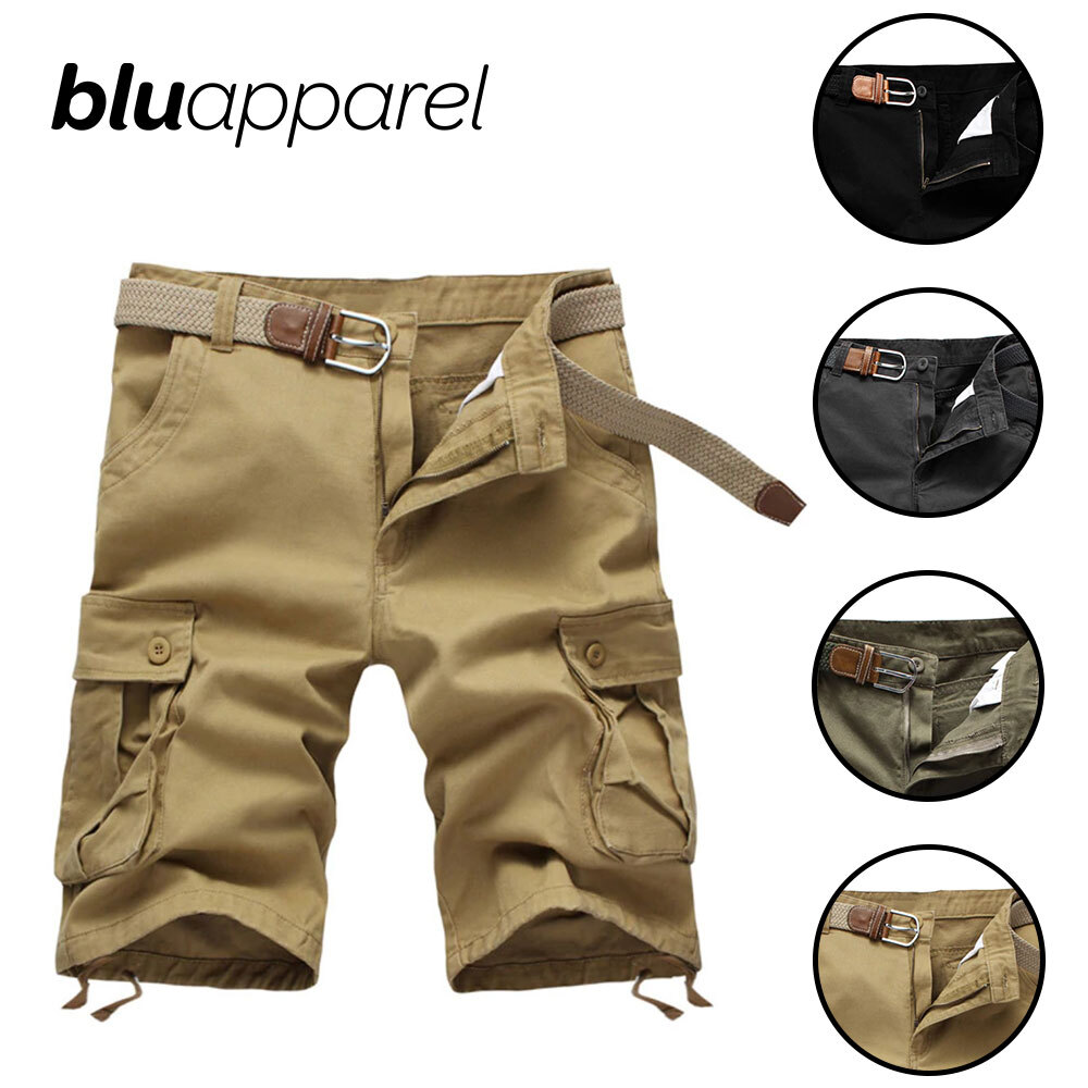Mens Cargo Shorts Cotton Blend Work Walking 34 36 38 40 Black Beige Green Grey