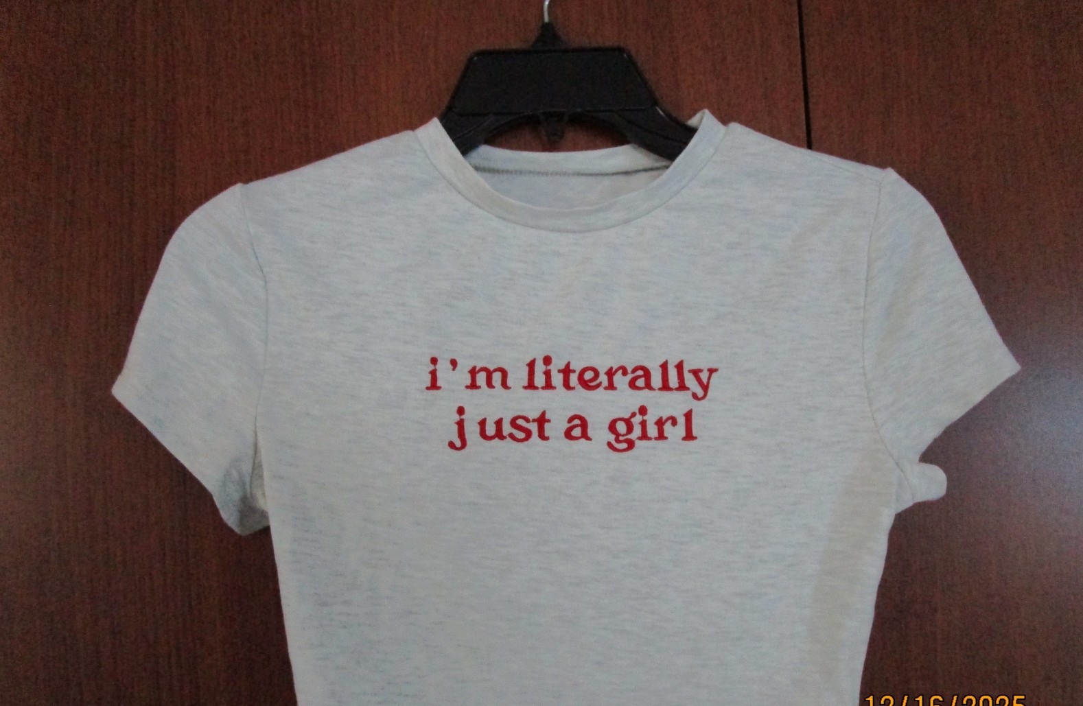 I’m literally just a girl Cropped Tee Small Bust 30 Length 13.5 in