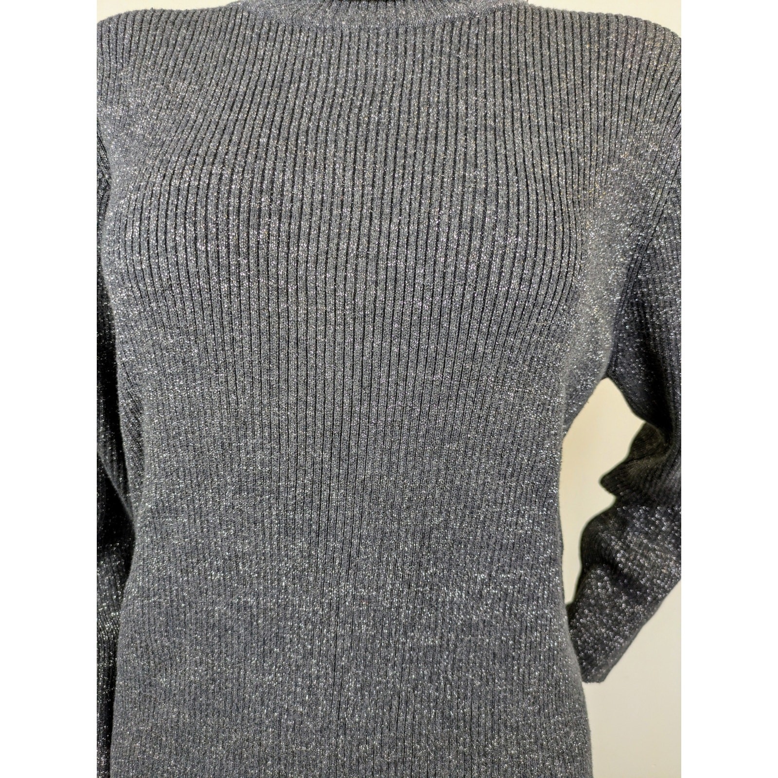 Jeanne Pierre Woman Turtleneck Sweater 2X Dark Gray Silver Sparkle Holiday