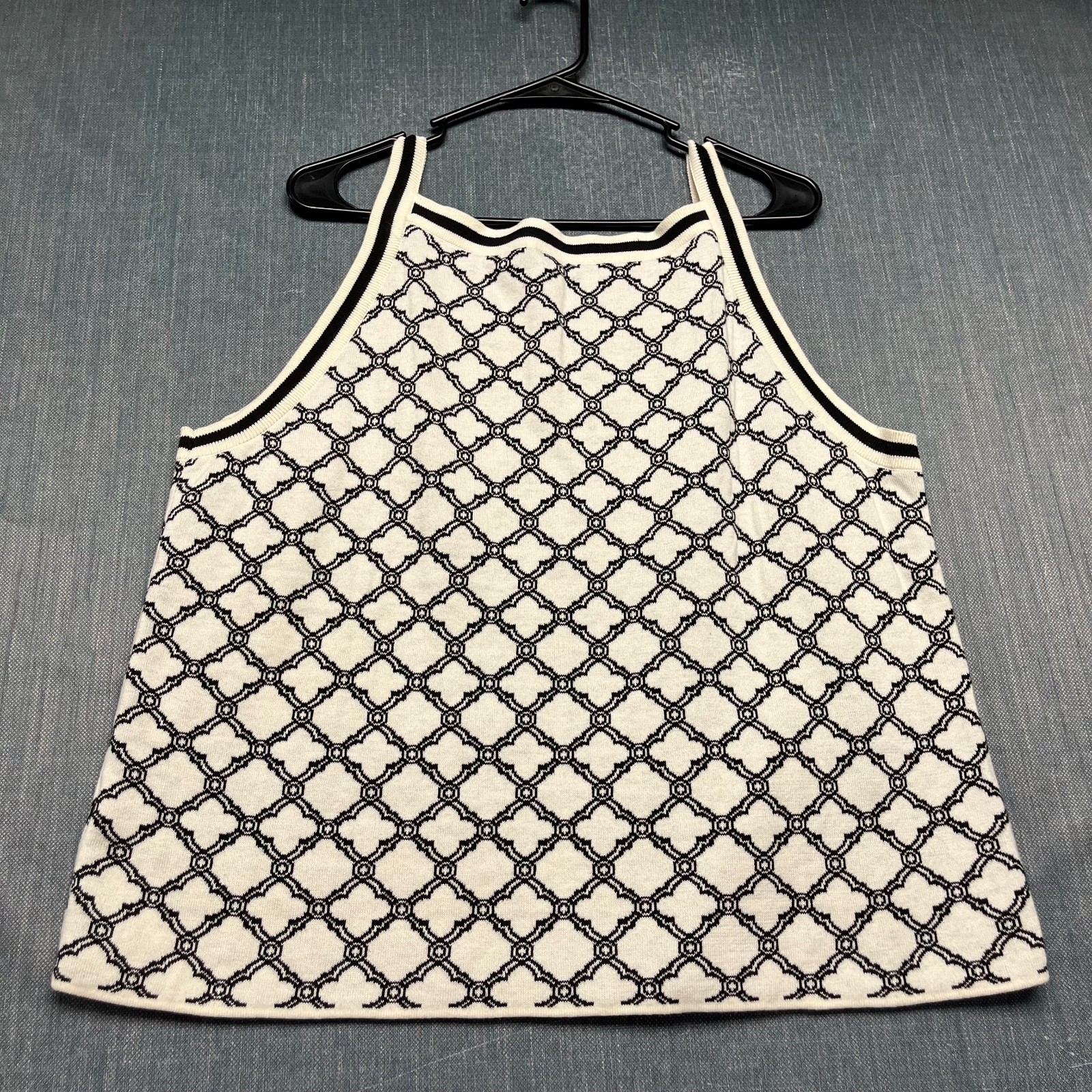 Talbots Plus Women’s Cardigan Tank Set Size 1X White Black Gold Button Sweater