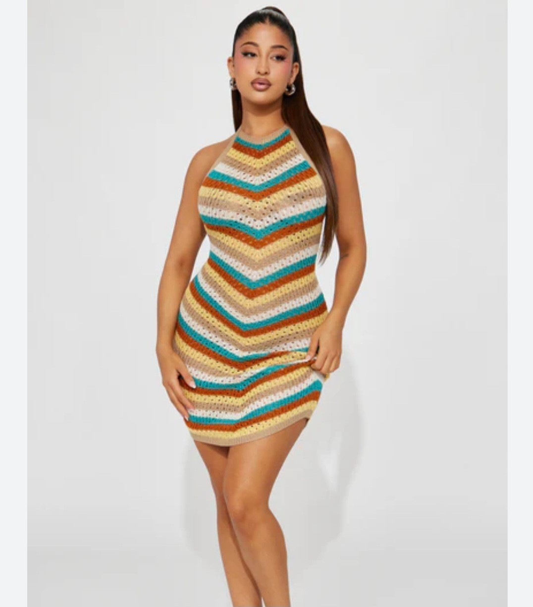 fashion nova chevron crochet dress size L