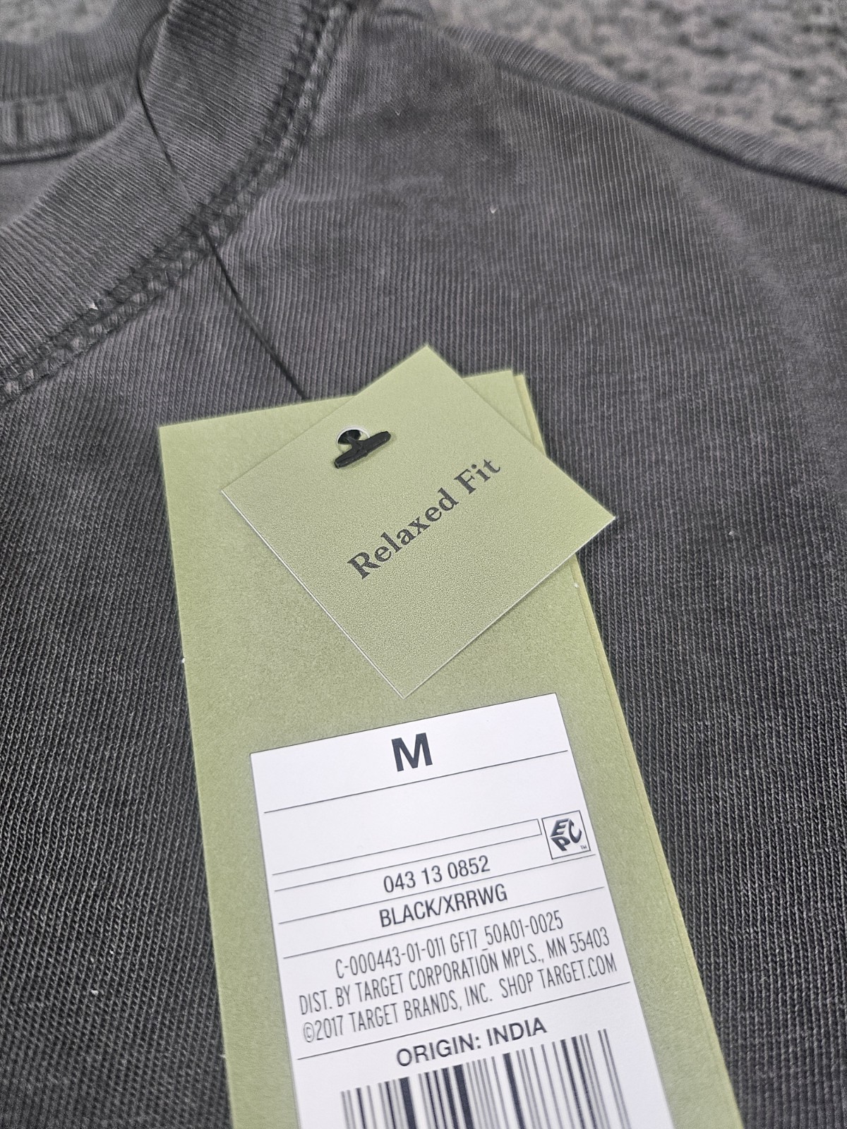 Men’s Crew Neck T Shirt 2 PK Medium Black Charcoal Pocket Relaxed Fit Goodfellow