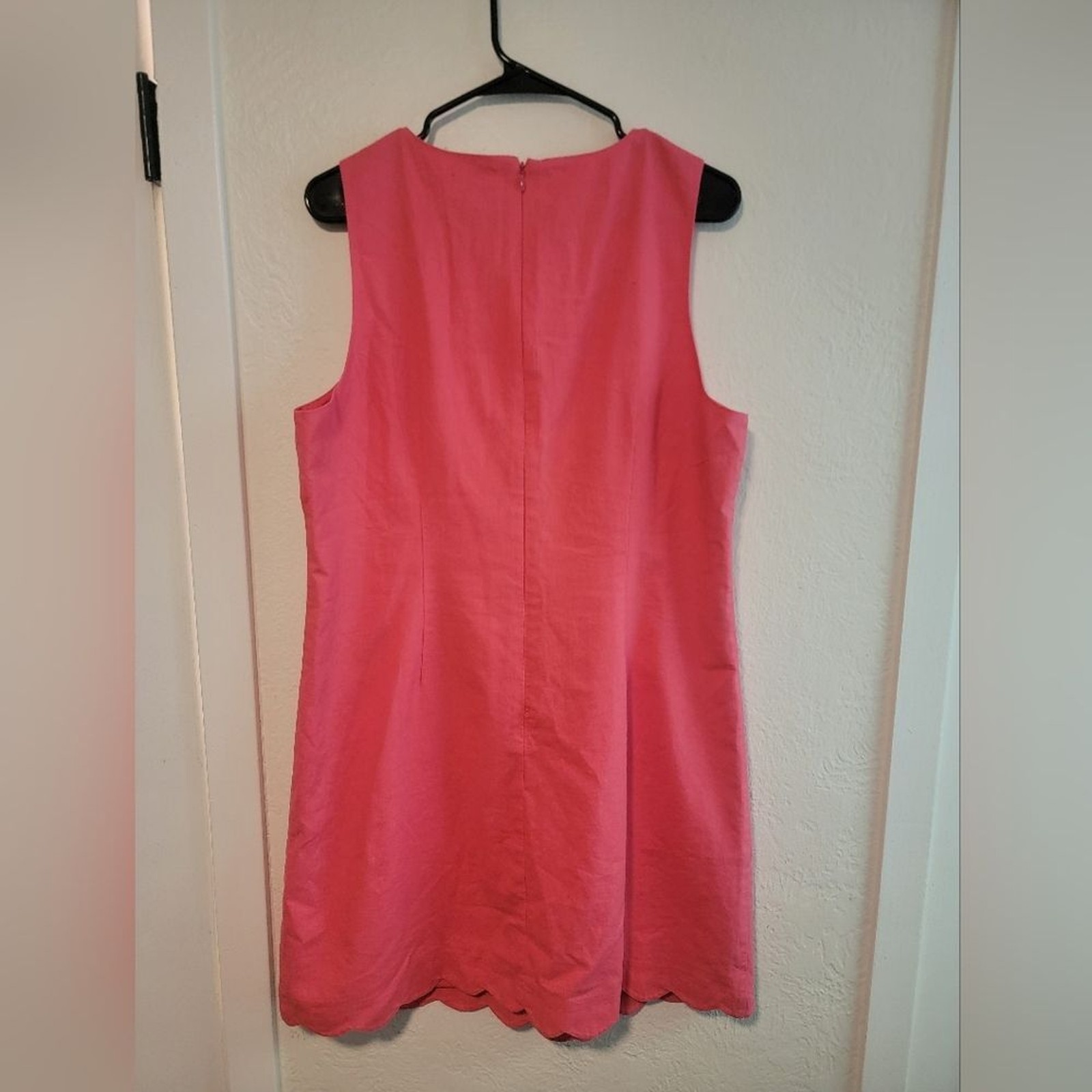 J Crew Scalloped Linen Blend Shift Dress 14 Sleevless