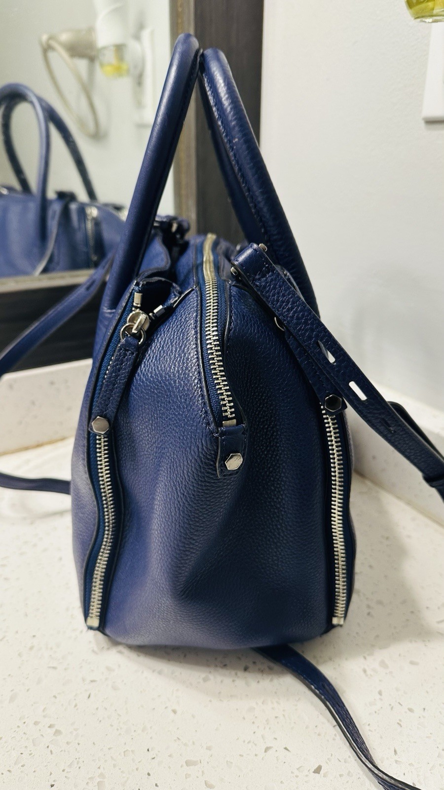 Rebecca Minkoff Mini Perry Leather Dark Blue Crossbody Bag