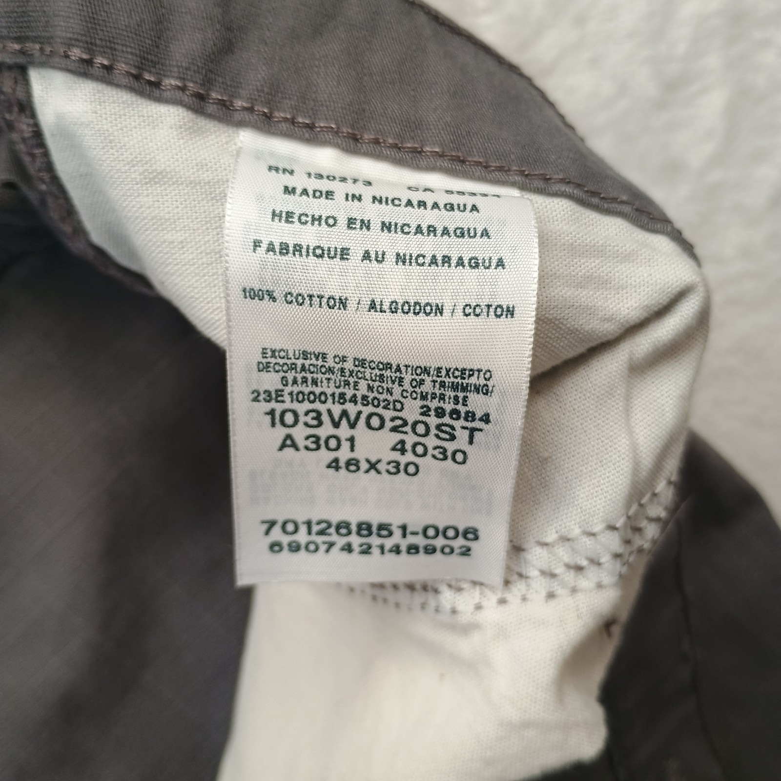 Wrangler Riggs Workwear Ripstop Pants Men’s 46×30 Gray Relaxed 103W020ST