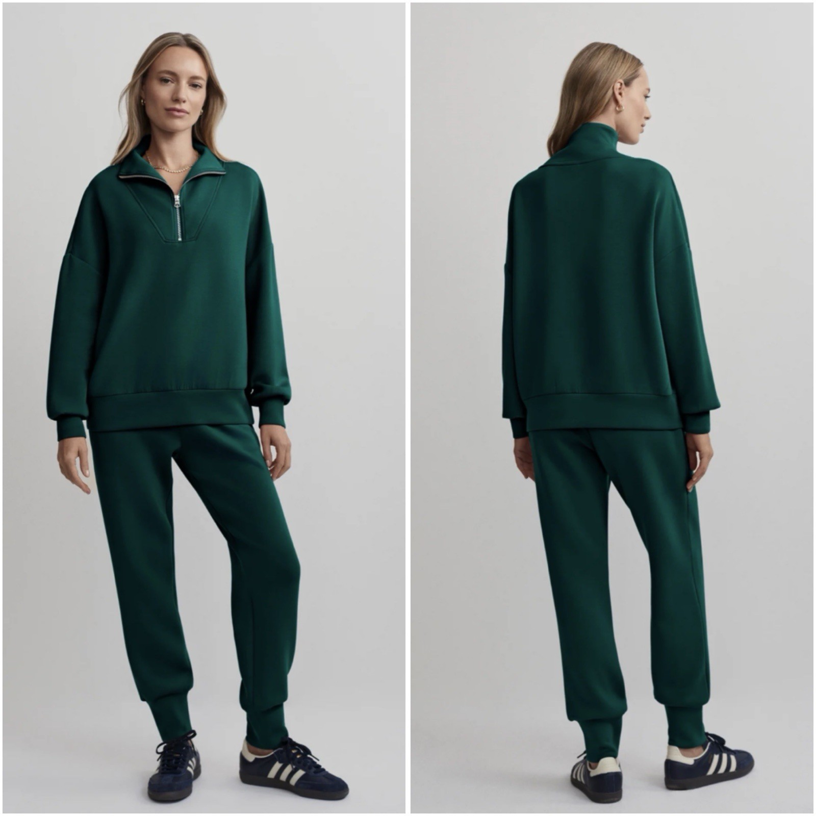Varley Hawley Half-Zip Sweatshirt Green Plus Size 3X Athleisure DoubleSoft Comfy
